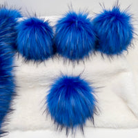 Blue Raccoon Long Pile Super Lux Faux Fur Quick Connect Pom Pom