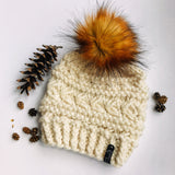 The Penny Toque Beanie Hat in Fisherman with Fire Wolf Pom Pom