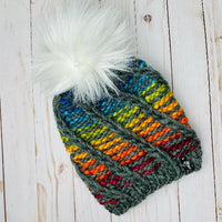 Rainbow Swirl Merino Wool Beanie Hat
