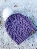 Nor'easter Knits Northern Lights Blue Hydrangea Cable Knit Beanie Hat