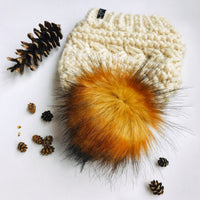 The Penny Toque Beanie Hat in Fisherman with Fire Wolf Pom Pom